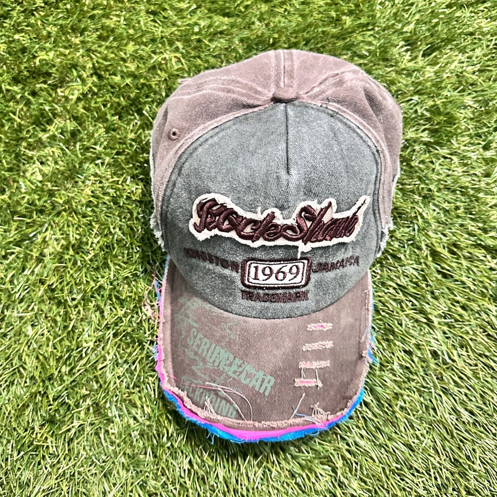 Vintage Style Gray and Pink Cap